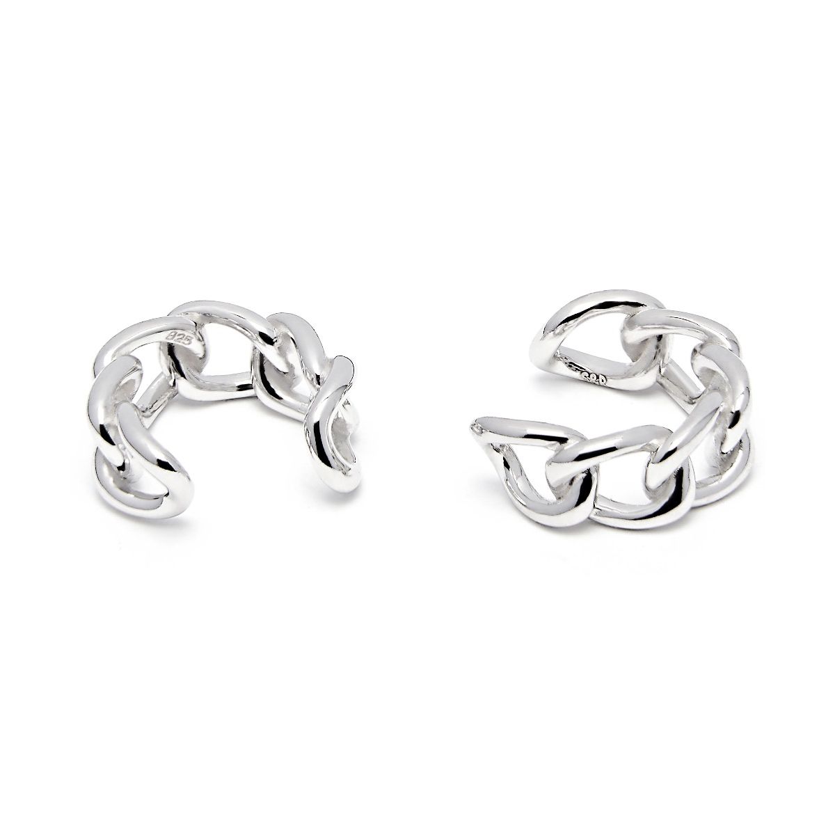 Cooper Curb Link Ear Cuffs in Silver